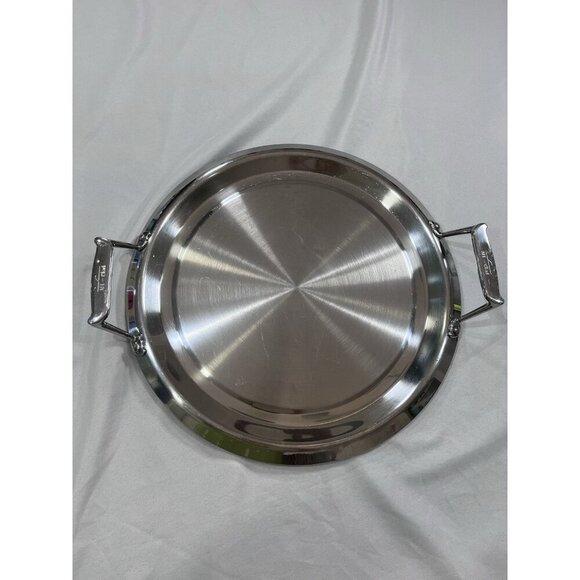 All Clad 15” Round Serving Tray Gourmet Stainless Entertaining, Two Handles - Picture 1 of 5